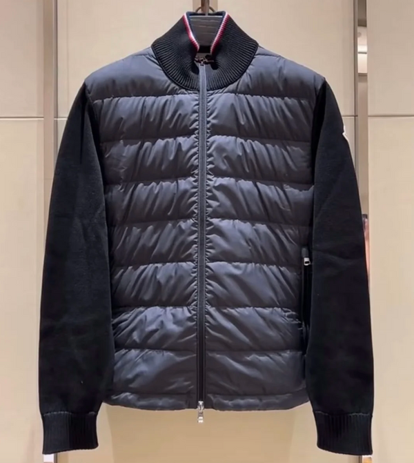 Padded Zip-Up Cotton Cardigan