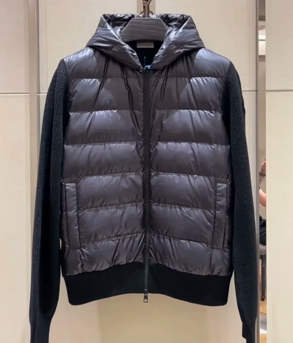 Padded Wool Zip-Up Hoodie