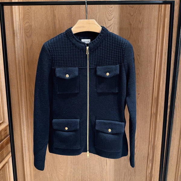 Padded Wool Zip-Up Cardigan