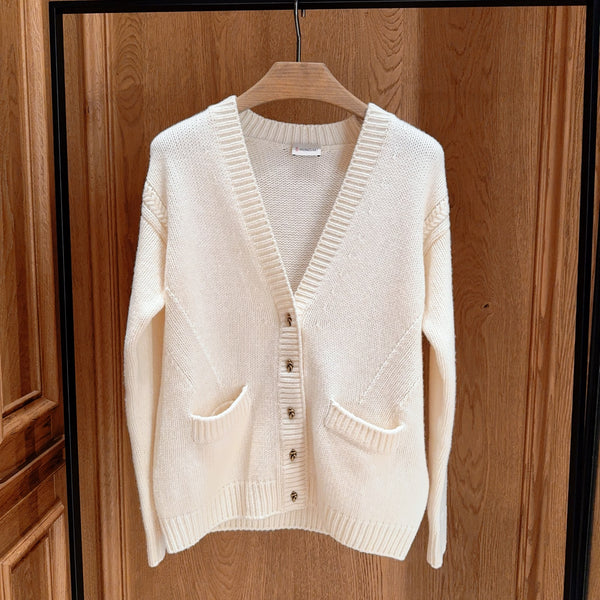 Wool Cashmere V-Neck Cardigan