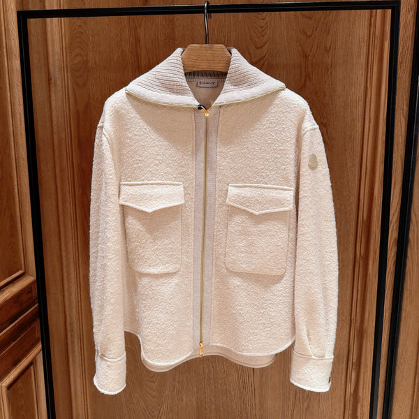 Bouclé Wool Blend Zip-Up Shirt