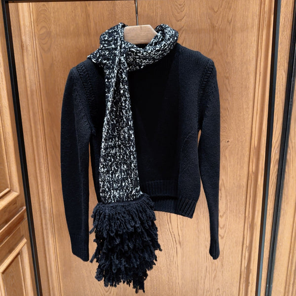 Fringe-Trim Wool Blend Scarf