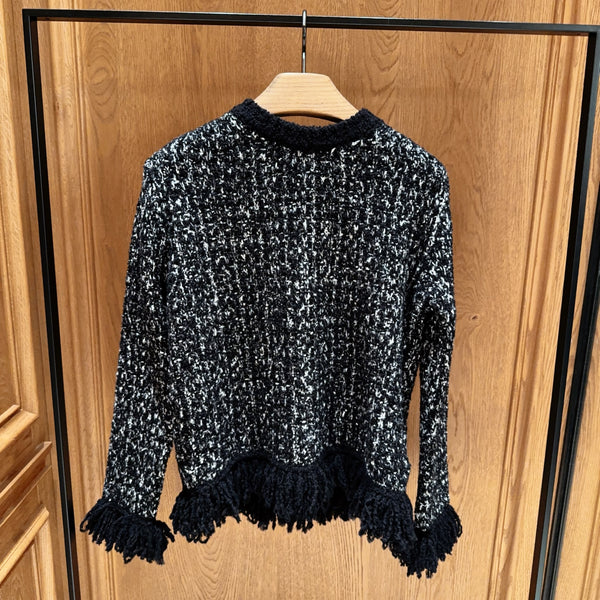 Fringe-Trim Wool Blend Jumper