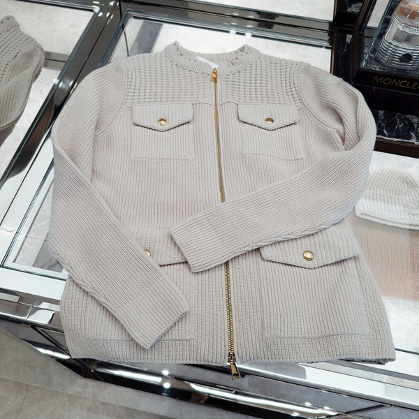 Padded Wool Zip-Up Cardigan