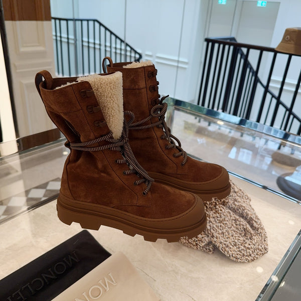 Vera High Suede  Shearling Lace-Up Boots