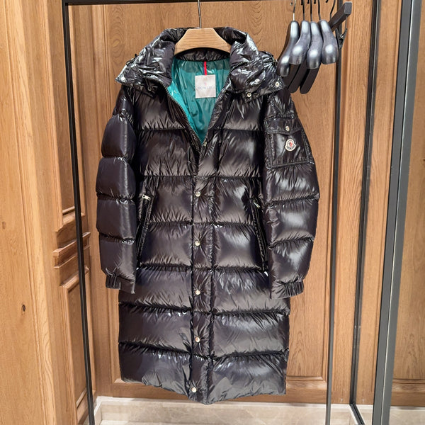 Classic Hanoverian Hooded Square-Quilted Long Down Jacket