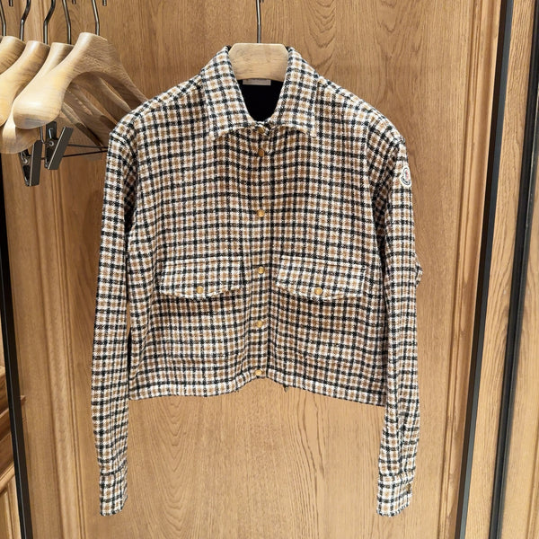 Check Wool Blend Long Sleeve Shirt