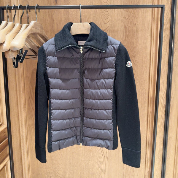 Padded Wool Zip-Up Cardigan