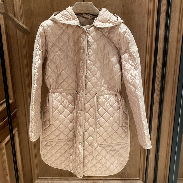 Etelan Hooded Diamond-Quilted Long Down Jacket