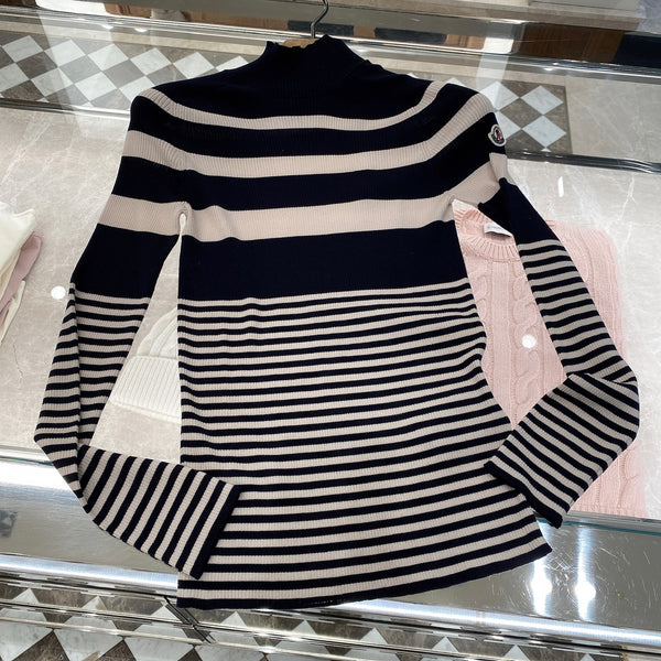 Striped Wool Polo Neck Jumper