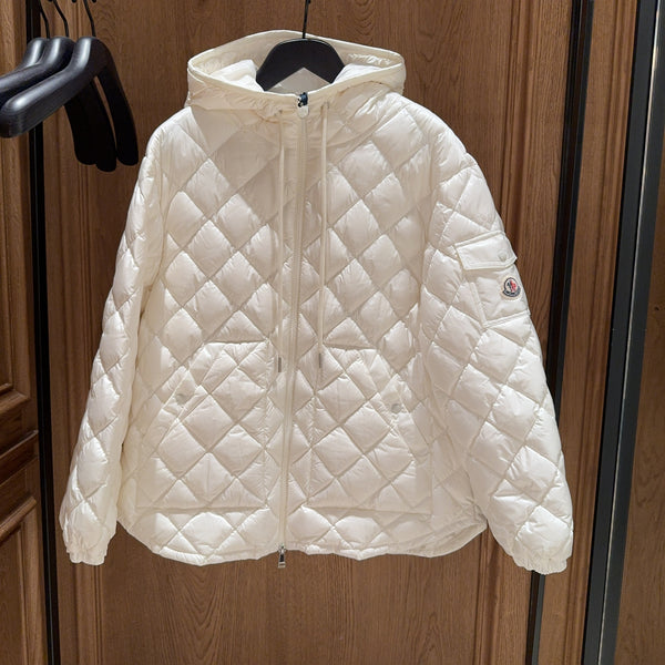 Classic Diamond-Quilted Hooded Short Down Jacket