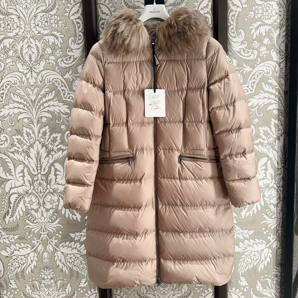 Classic Boedic Hooded Shearling-Trimmed Long Down Jacket