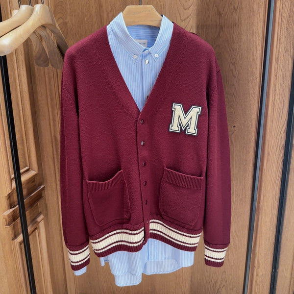 Moncler  Embroidered Monogram Wool Cardigan