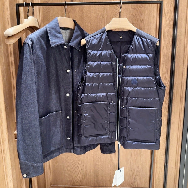 Moncler Forets 3-in-1 Denim Down Shirt Jacket