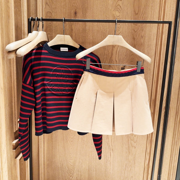 Cotton Gabardine Pleated Mini Skirt