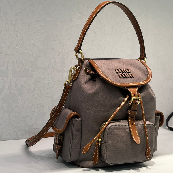 Miumiu Canvas and leather backpack 5BZ043_2IBQ_F04KC_V_OOO